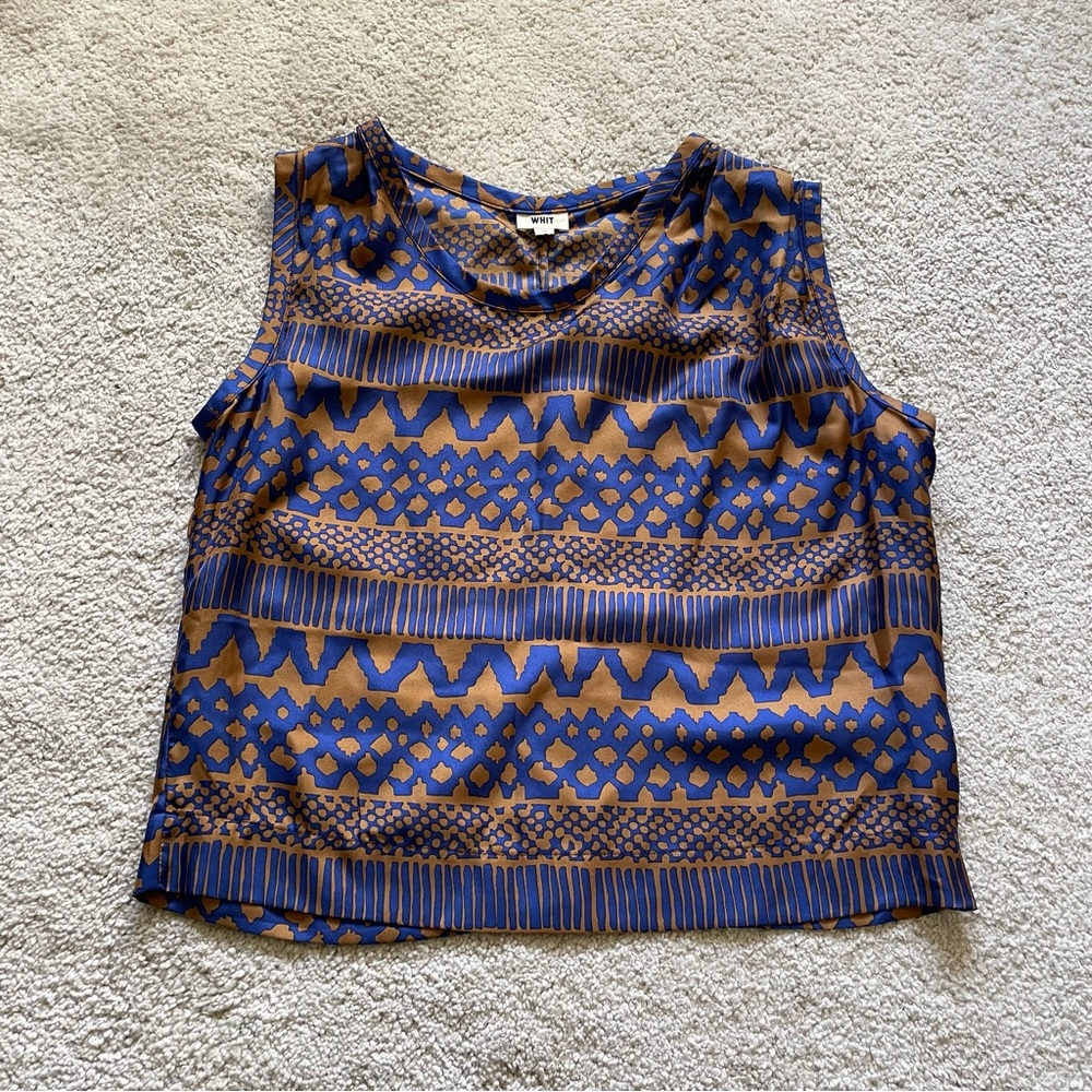 WHIT pattern silk top size M